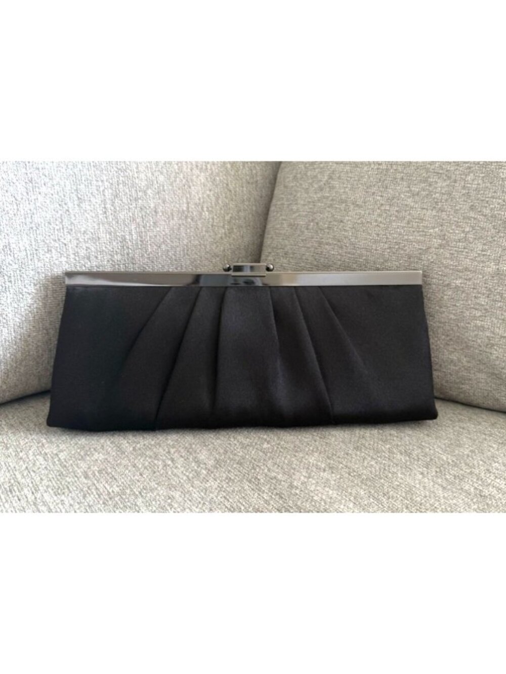 Jacqueline Ferrar Black Satin Cocktail Handbag.